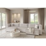 Tendencio - canap� d'angle en u convertible moniya en velours c�tel� beige