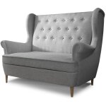 Canapé bergère lizzi ? Élégance rétro et confort absolu - gris clair chiné Canapé bergère lizzi ? Élégance rétro et confort absolu - gris clair chiné
