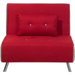 Beliani - canapé type chauffeuse en tissu rouge convertible en lit confortable et fonctionnel pour salon ... Beliani - canapé type chauffeuse en tissu rouge convertible en lit confortable et fonctionnel pour salon ...