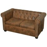 Helloshop26 - canap� chesterfield 2 places cuir artificiel marron