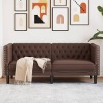 Canap� chesterfield, canap� rembourr�, canap� 2 places, similicuir marron
