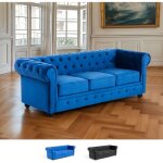 Canap� chesterfield en velours 3 places style classique vintage norwich - bleu