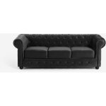 Canap� chesterfield en velours 3 places style classique vintage norwich - noir