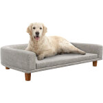 Canap chien lit pour chien design scandinave coussin dhoussable dim 98l x 67l x 25h cm pieds bois tissu ...