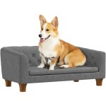 Canapé chien lit pour chien style chesterfield dossier capitonné coussin moelleux pieds bois polyester ... Canapé chien lit pour chien style chesterfield dossier capitonné coussin moelleux pieds bois polyester ...