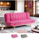 Canap� clic - clac 2 places avec dossier inclinable tissu velours skata - rose