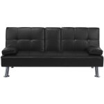 Beliani - canapé clic clac convertible 3 places en tissu noir avec pieds argentés design ultra moderne ... Beliani - canapé clic clac convertible 3 places en tissu noir avec pieds argentés design ultra moderne ...
