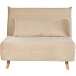 Beliani - canapé convertible 1 place en velours beige rembourrage en mousse clic - clac setten Beliani - canapé convertible 1 place en velours beige rembourrage en mousse clic - clac setten