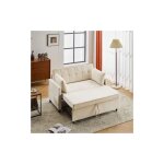 Wishdor - canap� convertible 2 places avec dossier r�glable, pieds en plastique, tissu chenille, beige ...