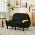 Canap� convertible 2 places avec dossier r�glable, canap� relax, 2 coussins ronds, rembourrage en mousse, ...