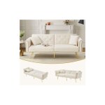 Canap� convertible 2 places avec dossier r�glable sur 3 niveaux, pieds dor�s, pour chambre et salon, ...