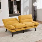 Hauss spole ? canap� convertible 2 places ? dossier et accoudoirs r�glables ? tissu chenille jaune ? ...