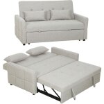 Canap convertible 2 places - homcom - 3 en 1 - clic - clac - lit gigogne, 2 coussins - tissu aspect ...