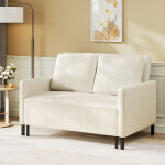 Canap� convertible 2 places en velours c�tel�, canap� - lit moderne avec accoudoir, canap� loveseat cadre ...