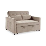 Canap� convertible 2 places velours  l�a  133cm beige