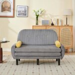 Canap convertible 2 places en velours ? sofa lit avec fonction mridienne et coffre de rangement, design ...