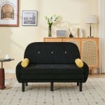 Canap convertible 2 places en velours ? sofa lit avec fonction mridienne et coffre de rangement, design ...