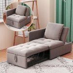 Canap� convertible 3 en 1 avec dossier r�glable 5 positions, canap� relax de salon et chambre, lin, 177�68�65c ...