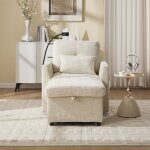 Canap� convertible 3 - en - 1 - lit - accoudoir chargeur usb - chenille velours gris - 125x84. 5x87(cm) ...