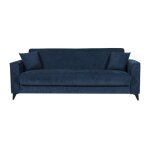 Canapé convertible 3 places - bergamo - tissu bleu foncé - 2 coussins - coffre de rangement - 230 x 85 ... Canapé convertible 3 places - bergamo - tissu bleu foncé - 2 coussins - coffre de rangement - 230 x 85 ...