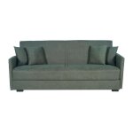 Bianca - canap� convertible 3 places tissu vert fonc� - 4 coussins - coffre de rangement - 204 x 92 x ...