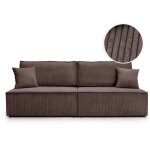 Canap� convertible 3 places fiona sans accoudoirs coffre de rangement velours c�tel� - marron glac�