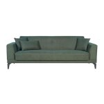 Canap� convertible 3 places - henry - tissu vert fonc� - 3 coussins - coffre de rangement - 234 x 85 ...