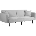 Homcom - canap convertible 3 places, canap - lit clic - clac, avec 2 coussins 195l x 89p x 87h cm gris ...