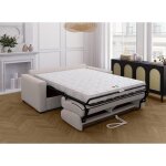 Concept usine - sommier  lattes en mtal 90 x 200 cm, lit simple rembourr gris, station de charge avec ...