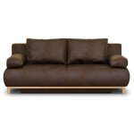 Canap convertible - 3 places - mika - tissu vintage cuir vieilli marron fonc - coffre - 192 x 84 x ...