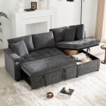 Canapé convertible 3 places avec rangement, canapé d'angle, fonction couchage, port usb, 2 oreillers, ... Canapé convertible 3 places avec rangement, canapé d'angle, fonction couchage, port usb, 2 oreillers, ...