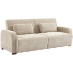 Canap convertible 3 places tissu l 211 x p 92 x 85cm - dany en polyester beige