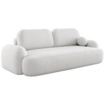Canap� convertible 3 places en tissu bouclette morizia style japandi blanc cass�