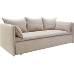 Canap convertible 3 places en velours ctel fines ctes beige teodora