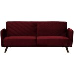 Canap� convertible 3 places en velours rouge avec espace de couchage confortable id�al pour salon au ...