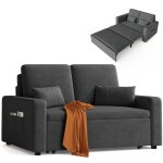 Canap� convertible bealife canap� lit 2 place 2 oreillers 2 poches lat�rales fauteuil chaise longue roues ...