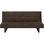 Beliani - canapé convertible clic clack 3 places en cuir pu marron espace de couchage confortable et ... Beliani - canapé convertible clic clack 3 places en cuir pu marron espace de couchage confortable et ...