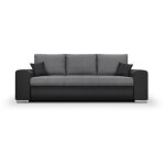 Canap� convertible avec coffre de rangement 3 places - indian - tissu bicolore gris / anthracite et pieds ...