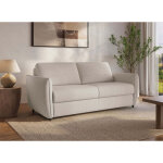 Canap� convertible express 3 places en velours textur� beige