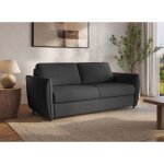 Canap� convertible express 3 places en velours textur� gris fonc�