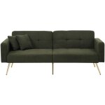 Canap� droit 175 x 64 x 72 cm avec coussins et poches lat�rales, dossier r�glable, 2 places, pieds dor�s, ...