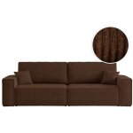 Canap� droit 3 places farah convertible en velours c�tel� - marron