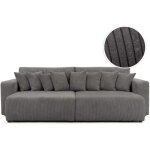 Canap� droit 4 places jade double m�ridienne et assise profonde en velours c�tel� - gris fonc�