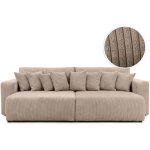 Canap� droit 4 places jade double m�ridienne et assise profonde en velours c�tel� - taupe