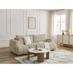 Bobochic - canapé droit convertible 3 places fuji tissu bouclette beige Bobochic - canapé droit convertible 3 places fuji tissu bouclette beige
