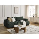 Bobochic - canap� droit convertible 3 places fuji tissu lisse vert