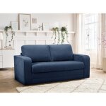 Bobochic - canap� droit convertible d�plimousse come tissu textur� bleu fonc�