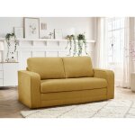 Bobochic - canap� droit convertible d�plimousse come tissu textur� jaune