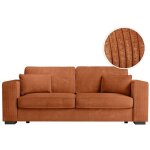 Canap droit fixe 3 places belami en velours ctel - terracotta