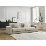 Bobochic - canap� droit fixe 3 places leonard tissu textur� beige